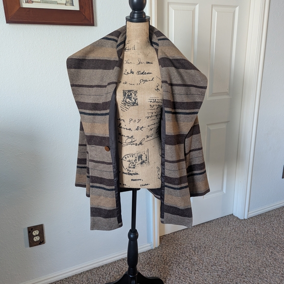 W by Worth Multicolor Striped Pea Coat - Picture 7 of 11